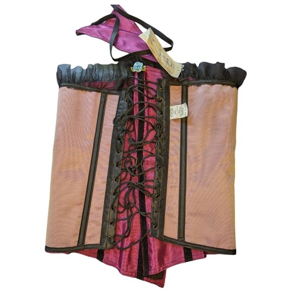 Women's NWT Empire Intimates Fuschia Lace Up Corset, Size 40 - Picture 5 of 7